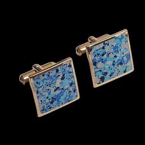 Cufflinks Speckled Blue Square Men's Vintage